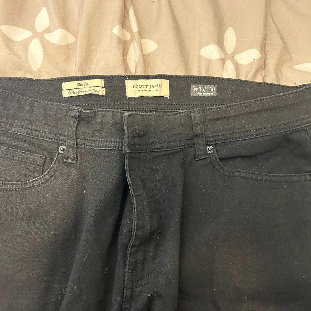 Scott James Men's Slim Fit Stretch Pants Black W36 L30 - Excellent Condition